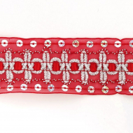 Тесьма с пайетками TBY арт.TH182 шир.38мм цв.026 красный уп.18,28м