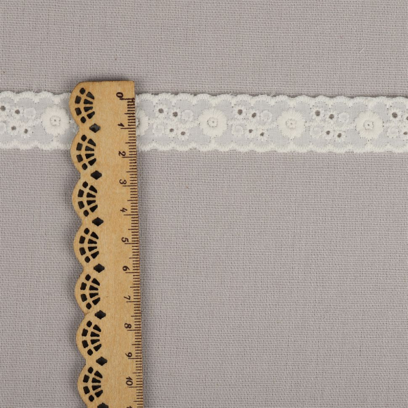 Кружево шитье хлопок KRUZHEVO арт.TBY.1478 шир.17мм цв.F102 молочный, уп.13,71м