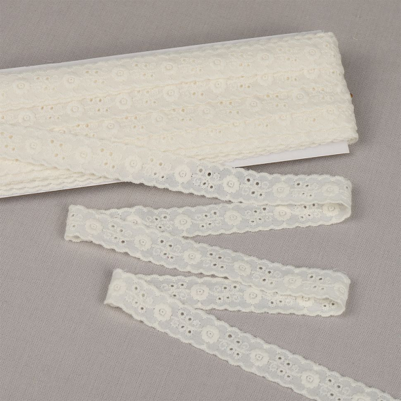 Кружево шитье хлопок KRUZHEVO арт.TBY.1478 шир.17мм цв.F102 молочный, уп.13,71м