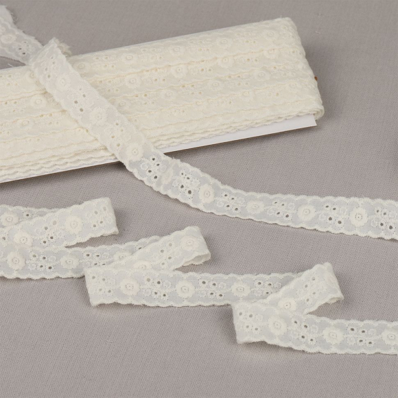 Кружево шитье хлопок KRUZHEVO арт.TBY.1478 шир.17мм цв.F102 молочный, уп.13,71м