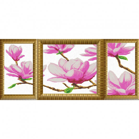 Рисунок на ткани (Бисер) КОНЁК арт. 9624 Магнолия (триптих) 46х86 см