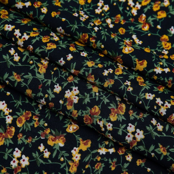 Ткань Штапель 90 г кв.м 100% вискоза шир.145 см арт.Р.31112.03 цв.03 черный уп.45м