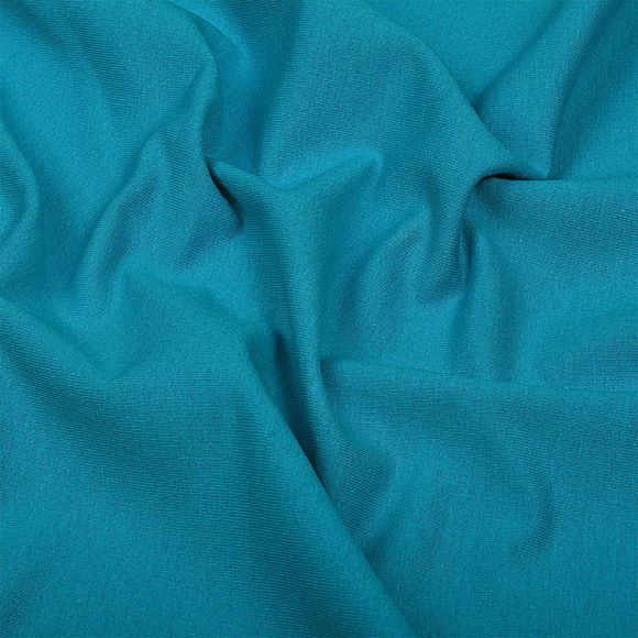 Ткань трикотаж Футер 2х нитка петля с лайкрой 230г пенье 180см бирюза 17-4432 уп.6м