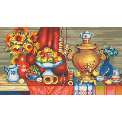 Рисунок на канве КОНЁК арт. 7821 У самовара 25х45 см