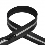 Молния MaxZipper спираль №7-N водонепроницаемая со светоотражающей лентой 70см цв.F322 черный уп.50шт