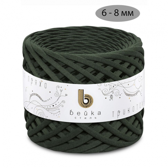 Пряжа трикотажная 100м, 300г, ширина 6-8мм цв.3142 хаки