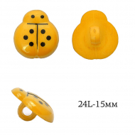 Пуговицы пластик Божья коровка TBY.P-2724 цв.15-1 т.желтый 24L-15мм, на ножке, 400 шт