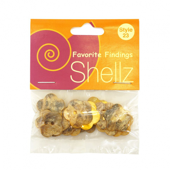 12810_Пуговицы "Shellz" Agoya Yellow Flower