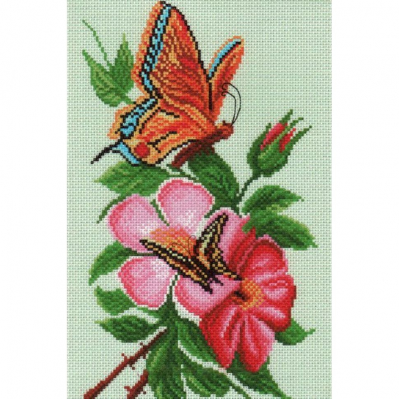 Рисунок на канве МАТРЕНИН ПОСАД арт.28х37 - 1065 Бабочка на цветке