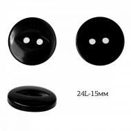 Пуговицы пластик арт.TBY.382.15.PBK цв.черный перламутр, 24L-15мм, 2 прокола, 200шт