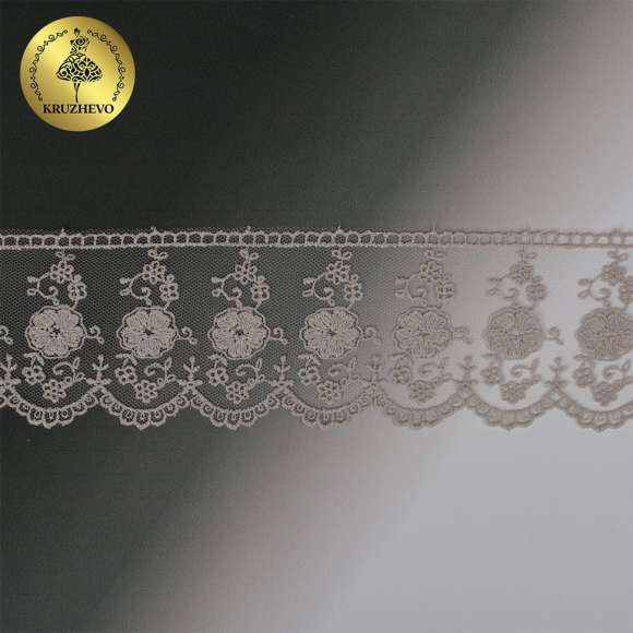 Кружево на сетке KRUZHEVO арт.TR.3806 шир.60мм цв.373 песочный уп.14м Кружево на сетке KRUZHEVO арт.TR.3806 шир.60мм цв.373 песочный уп.14м