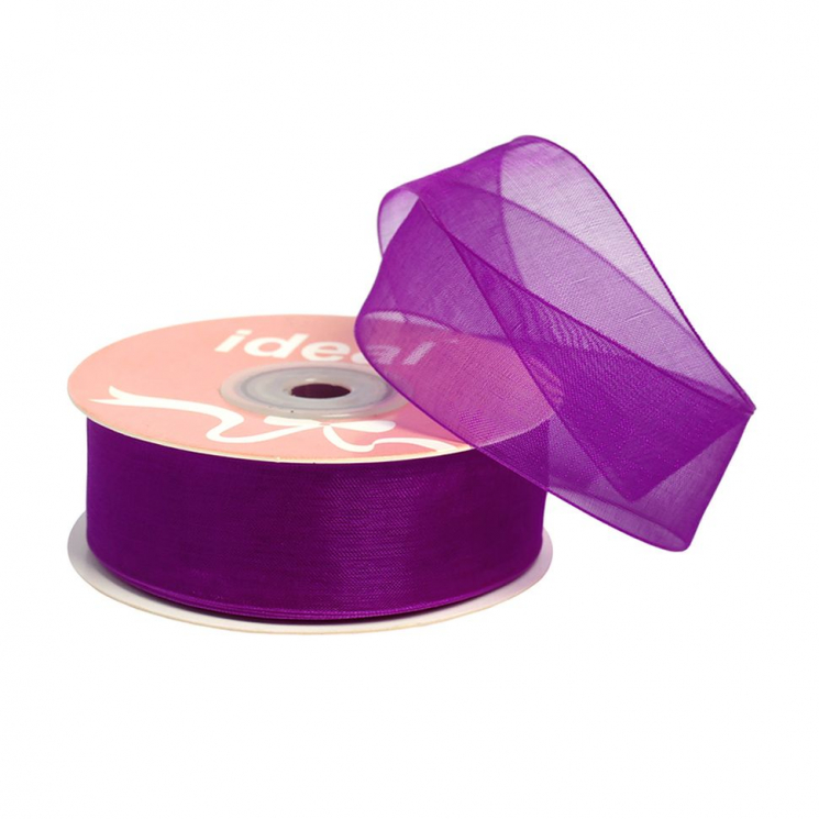 Лента капрон (органза) IDEAL шир.25мм цв.1032 т.сиреневый уп.27,4 м