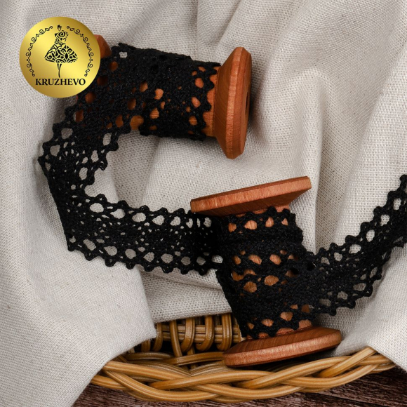 Тесьма вязаная KRUZHEVO 20мм TBY-6307-1.03 цв.03 черный уп.10м