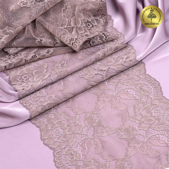 Кружево-стрейч KRUZHEVO арт.TBY.L838 шир.180мм цв.10 капучино уп.25м
