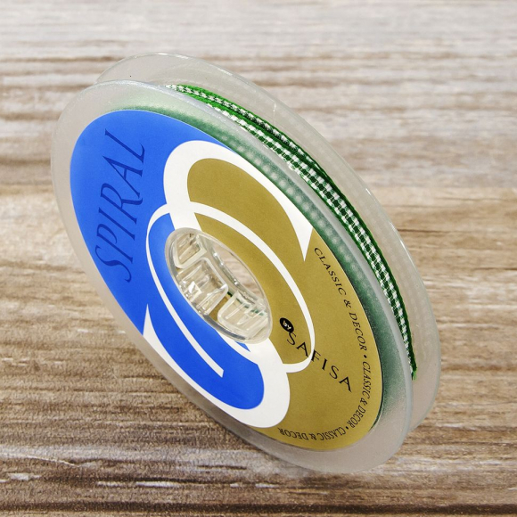 24009_Лента с рисунком клетка SAFISA, 6 мм, 25 м, цвет 25, зеленый