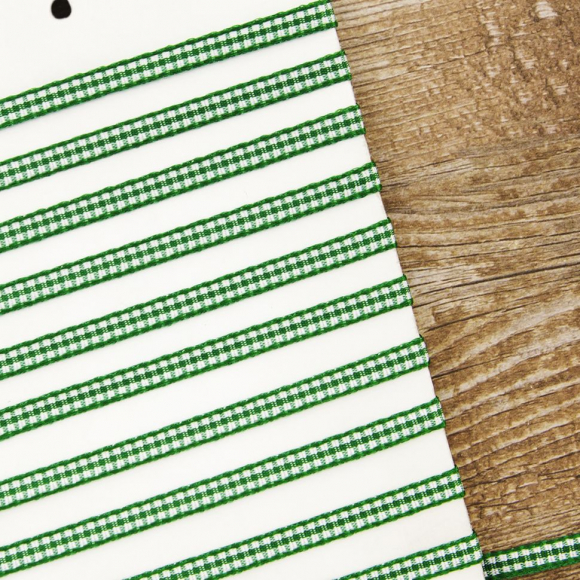 24009_Лента с рисунком клетка SAFISA, 6 мм, 25 м, цвет 25, зеленый