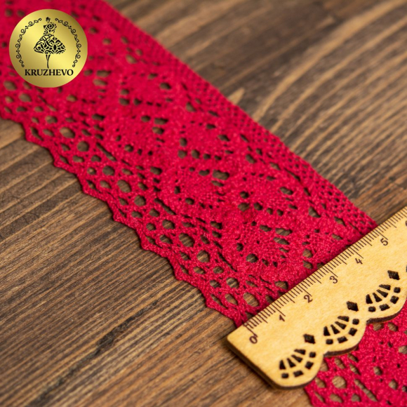 Тесьма вязаная KRUZHEVO 50мм TBY-6368 цв.26 бордовый уп.10м