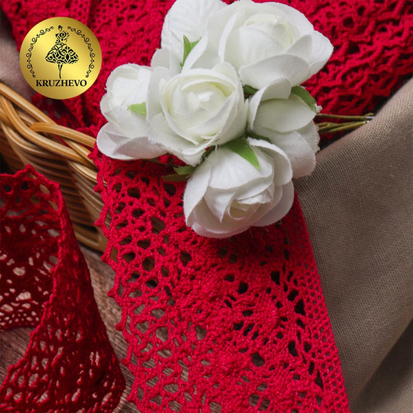 Тесьма вязаная KRUZHEVO 50мм TBY-6368 цв.26 бордовый уп.10м