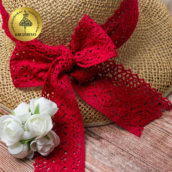 Тесьма вязаная KRUZHEVO 50мм TBY-6368 цв.26 бордовый уп.10м