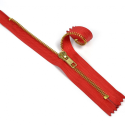 Молния MaxZipper джинсовая золото №5, 18см н/р цв.F148 красный уп.10шт