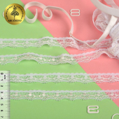 Кружево-стрейч арт.TBY 5686 шир.15мм цв.белый уп.18,3м