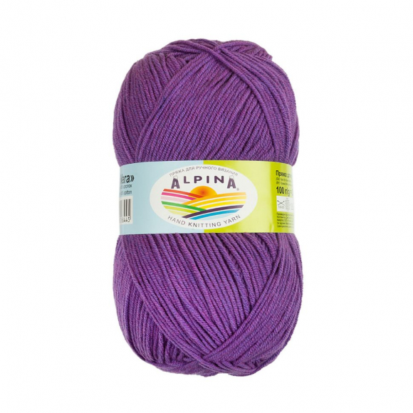 Пряжа ALPINA VERA (55% акрил, 45% хлопок) 5х100г/280м цв.20 сиреневый Пряжа ALPINA VERA (55% акрил, 45% хлопок) 5х100г/280м цв.20 сиреневый