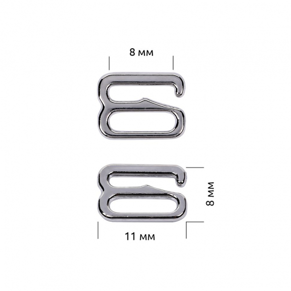 Крючок для бюстгальтера металл TBY-908 08мм, цв.никель, уп.1000шт