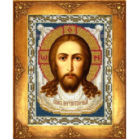 Набор для вышивания бисером РУССКАЯ ИСКУСНИЦА арт.214 БИ Спас Нерукотворный 12,5х16,3 см