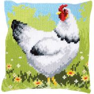 Набор для вышивания VERVACO арт.PN-0157393 Подушка Белая курица 40х40 см