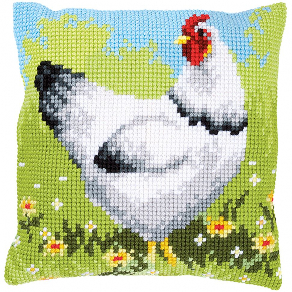 Набор для вышивания VERVACO арт.PN-0157393 Подушка Белая курица 40х40 см