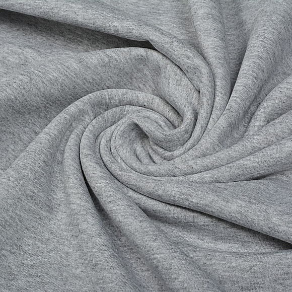 Ткань трикотаж Футер 2х нитка начес хлопок 190г опененд 100+100 сер.меланж уп.10м