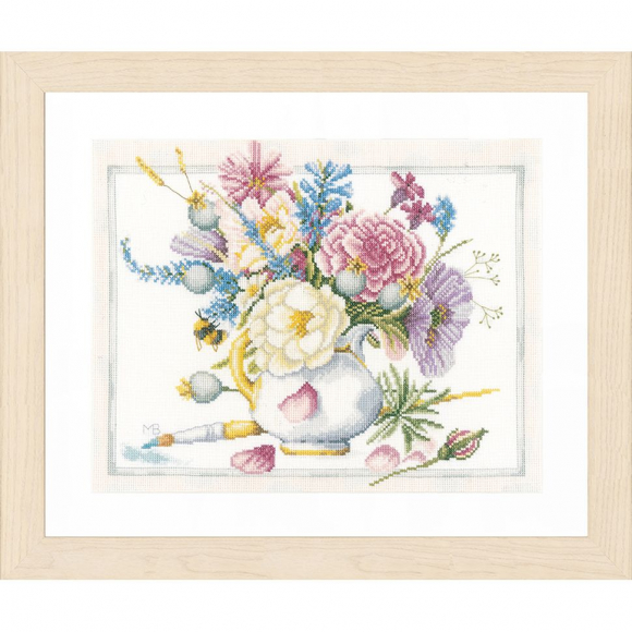 Набор для вышивания LANARTE арт.PN-0165375 Flowers in white pot 38х30 см