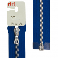 66057_Молния металл, Ni, разъёмная 1 замок, на атласной тесьме, 6 мм, 70 см, цвет 9603, синий