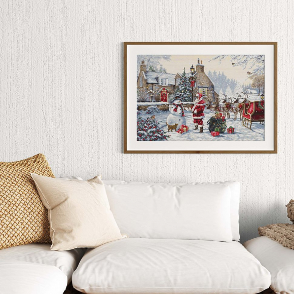 Набор для вышивания LUCA-S арт. BU5011 GOLD - Коттедж Санты 48х32 см