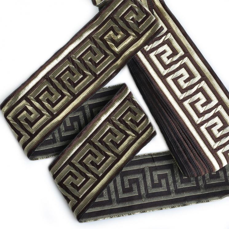 Лента отделочная жаккардовая арт.TBY.1906-5 шир.50 мм цв.коричневый уп.8,2 м