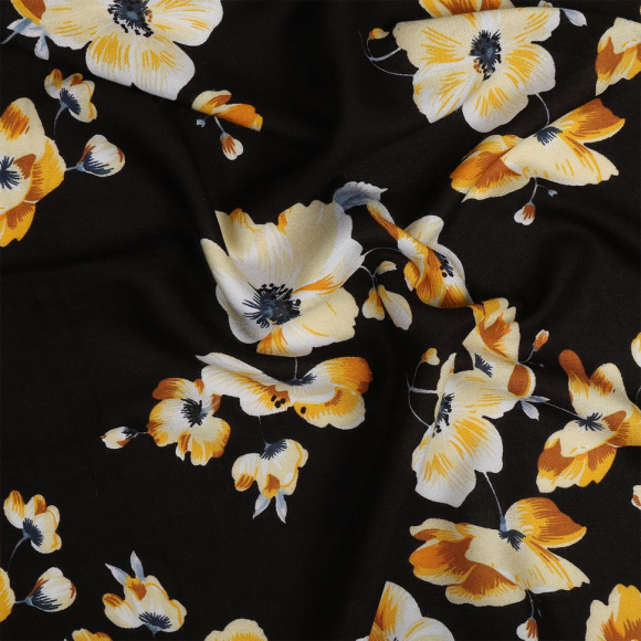 Ткань Штапель  TBY Vi-3285-c1 плот 110г/м2 100% вискоза шир. 145 см цв.с1 черный рул.25м