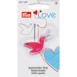 611157 PRYM Prym Love Нитевдеватель Birdy, длина 45мм, пластик/металл, ярко-розовый