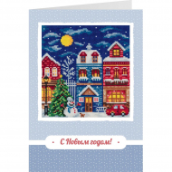 Набор для вышивания PANNA арт. OT-7368 Открытка. Зимний городок 12,5х12 см