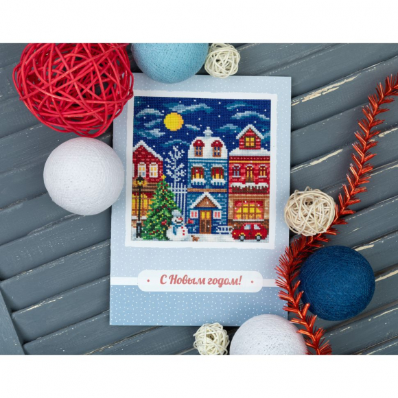 Набор для вышивания PANNA арт. OT-7368 Открытка. Зимний городок 12,5х12 см