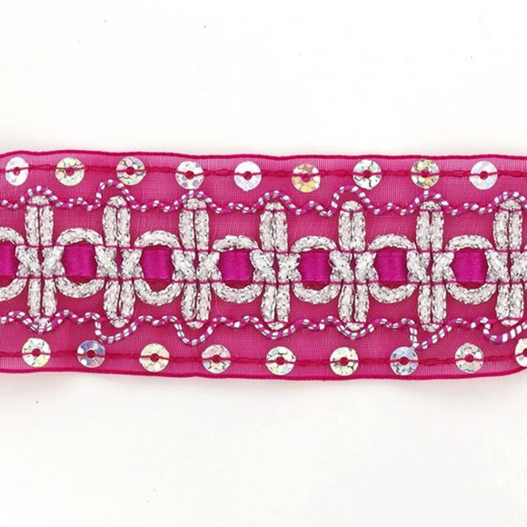 Тесьма с пайетками TBY арт.TH182 шир.38мм цв.027 бордовый уп.18,28м