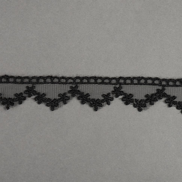 Кружево на сетке арт.TR.7018 шир.20мм цв.03 черный уп.9м