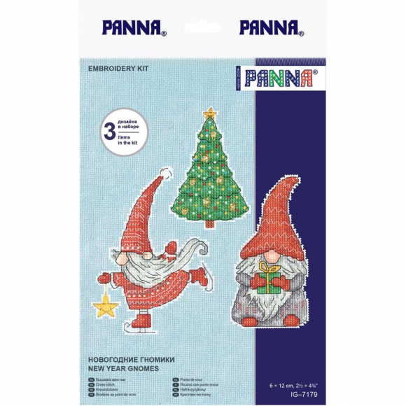 Набор для вышивания PANNA арт. IG-7179 Новогодние гномики 6х12 см