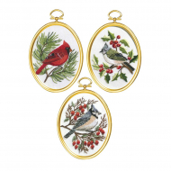 167838_Набор для вышивания "Зимние птицы", 3 сюжета с рамками