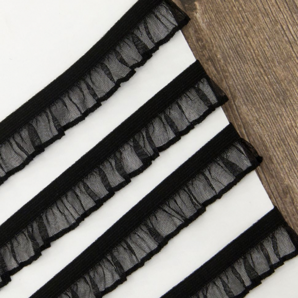 34521_Рюш эластичный PEGA, цвет черный, 14 мм