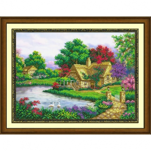Набор для вышивания бисером ПАУТИНКА арт.Б-1444 Сказочный пруд 38х28 см