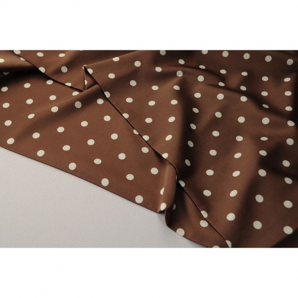 Ткань шелк Армани в горошек 90г/м? 97% ПЭ 3% Спандекс шир.150см арт.АШ2369.03 цв.03 капучино уп.5м Ткань шелк Армани в горошек 90г/м? 97% ПЭ 3% Спандекс шир.150см арт.АШ2369.03 цв.03 капучино уп.5м