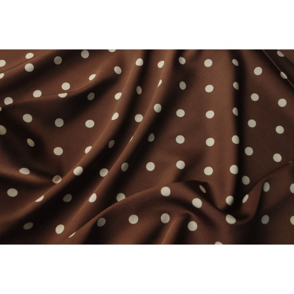 Ткань шелк Армани в горошек 90г/м? 97% ПЭ 3% Спандекс шир.150см арт.АШ2369.03 цв.03 капучино уп.5м Ткань шелк Армани в горошек 90г/м? 97% ПЭ 3% Спандекс шир.150см арт.АШ2369.03 цв.03 капучино уп.5м