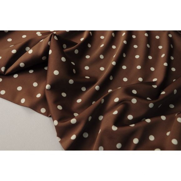 Ткань шелк Армани в горошек 90г/м? 97% ПЭ 3% Спандекс шир.150см арт.АШ2369.03 цв.03 капучино уп.5м Ткань шелк Армани в горошек 90г/м? 97% ПЭ 3% Спандекс шир.150см арт.АШ2369.03 цв.03 капучино уп.5м