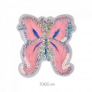 Термоаппликации арт.TBY.2252 Бабочка розовая 10х9,5см, уп.10 шт.