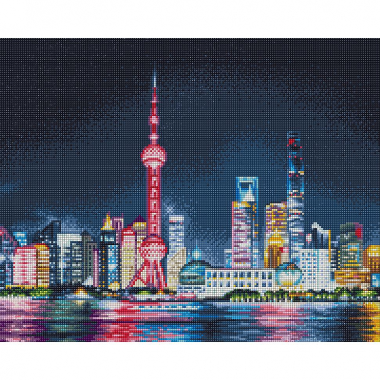 Кристальная мозаика на холсте ФРЕЯ арт.ALVA-15 Ночной Шанхай 40х50 см